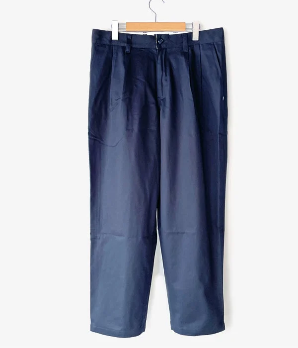 Custom High-Waisted Pants-DESCENDANT/DC-3 COTTON TWILL TROUSERS (NAVY)