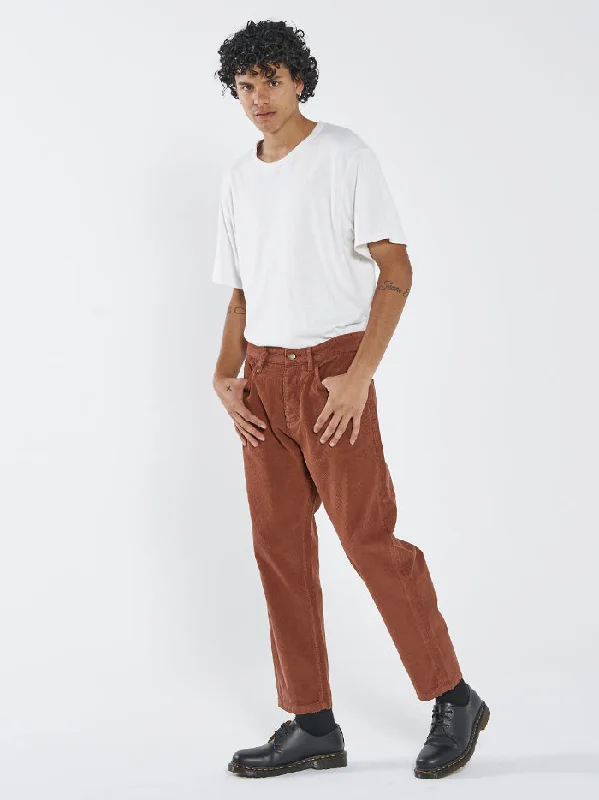 Custom Cargo Pants-Chopped Denim Cord Jean - Coffee