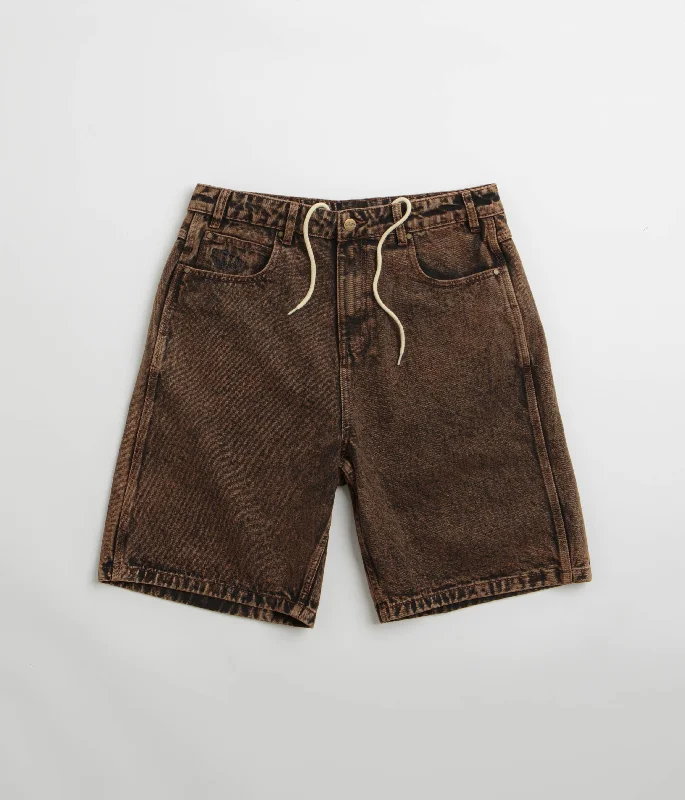 Personalized Gym Shorts For Comfort-Butter Goods Spider Denim Shorts - Acid Brown