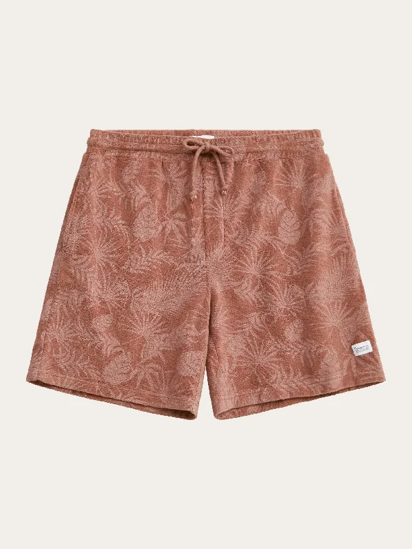 Custom Printed Gym Shorts-Casual printed terry short - Brown