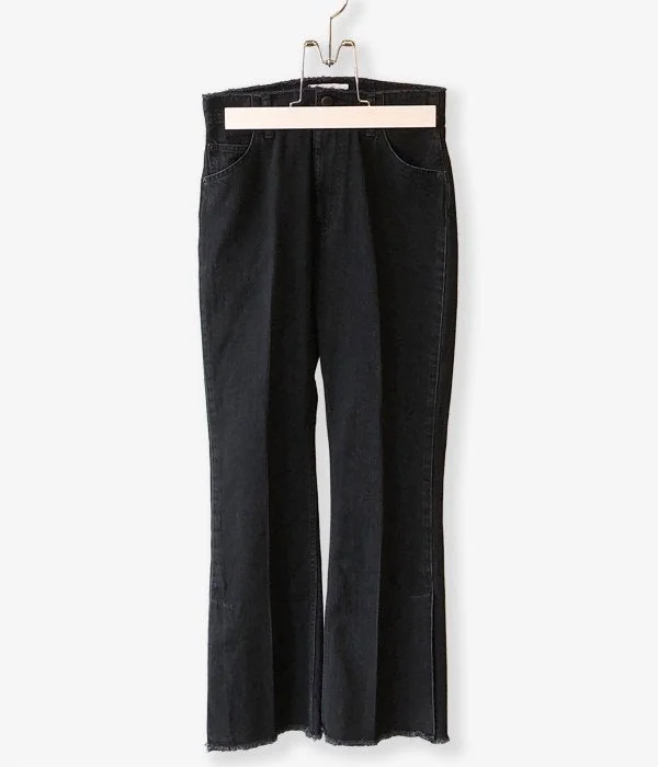 Custom Pants For Relaxed Fit Look-PHEENY/VINTAGE DENIM FLARED PANTS(BLACK)