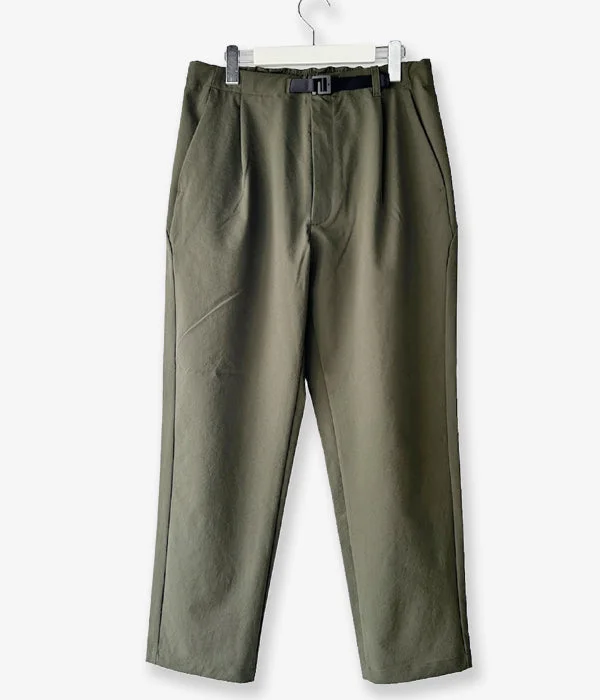 Personalized Pants For Back-to-School-Goldwin/ONE TUCK TAPERED STRETCH PANTS (OLIVE GREEN)