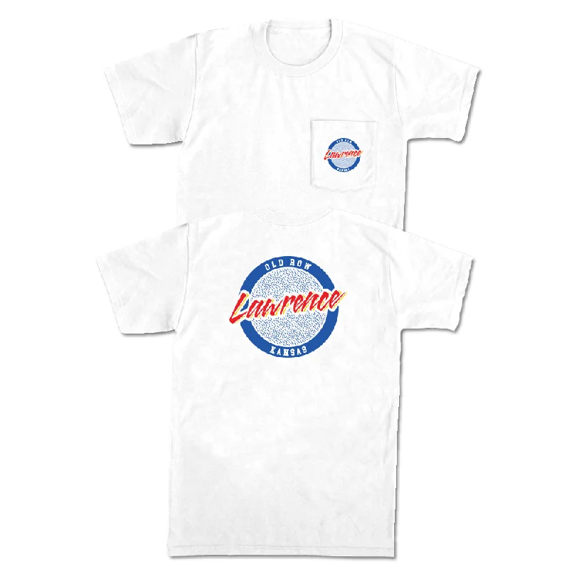 T-Shirt With Funny Meme Design-Lawrence, Kansas Circle Logo Pocket Tee