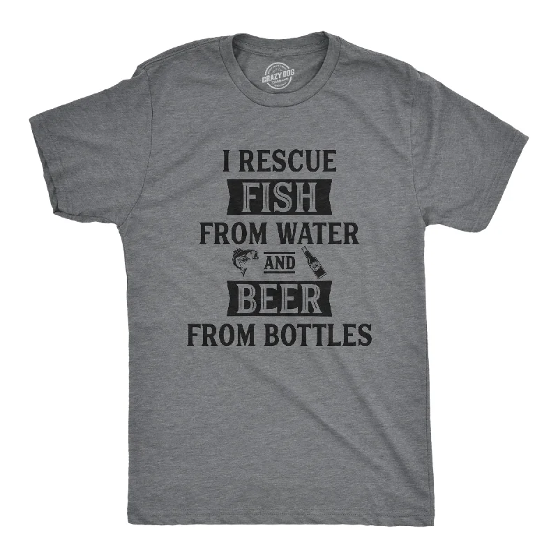 Custom Printed T-Shirt For Clubs-I Rescue Fish And Beer Men's T Shirt