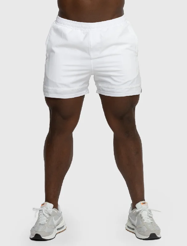 Custom Shorts For Gym Workouts-BARRY'S WHITE 4IN LINED VICTORY SHORT