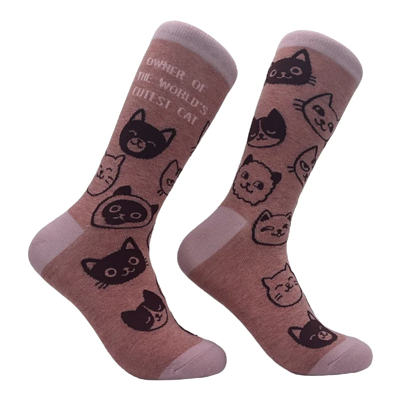 Personalized Socks For Custom Brands-Women's Owner Of The Worlds Cutest Cat Socks