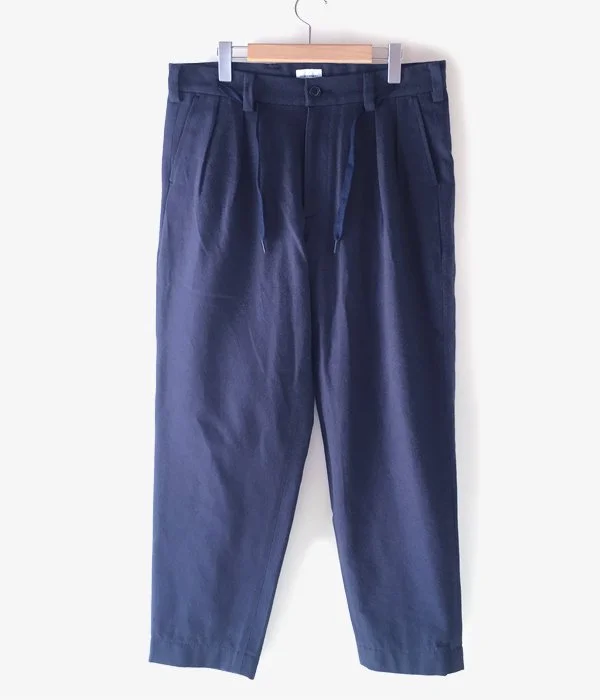 Custom Pants For Travel Adventures-DESCENDANT/WRINKLE TUCK TROUSERS (NAVY)