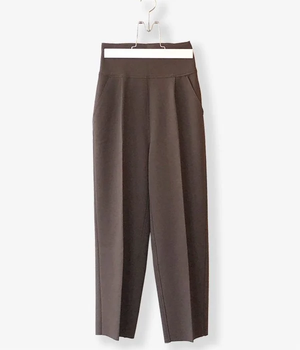 Custom Pants For Skiing-PHEENY/AMUNZEN HIGH WAIST TAPERED PANTS(BROWN)