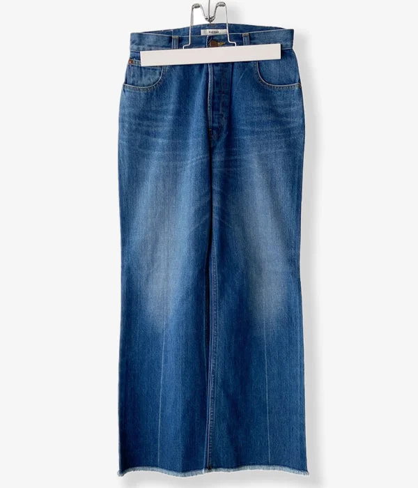 Personalized Pants For Outdoor Events-PHEENY/VINTAGE DENIM SEMI FLARED PANTS(INDIGO)