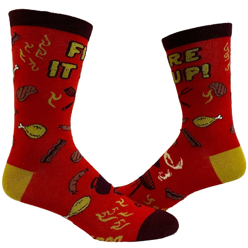 Custom Socks For College Events-Mens Fire It Up Socks