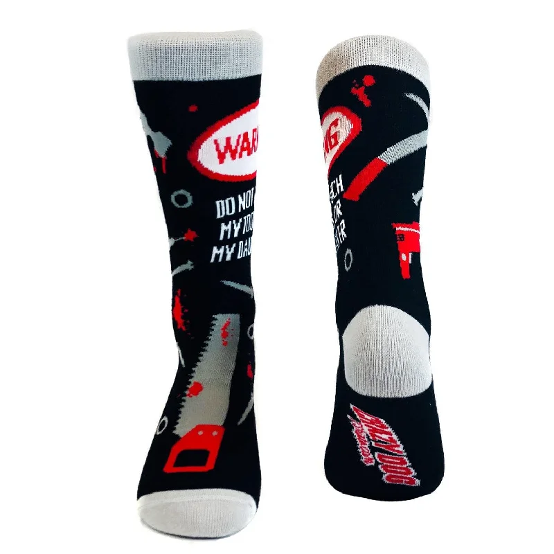 Custom Socks For Sports Apparel-Mens Don't Touch My Tools Or My Daughter Socks