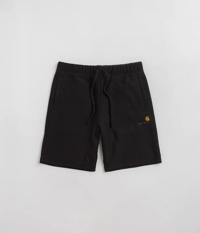 Custom Designed Shorts For Men-Carhartt American Script Sweat Shorts - Black