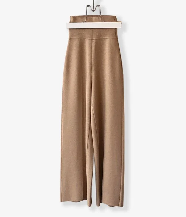 Custom Pants For Beach Wear-PHEENY/SMOOTH WIDE KNIT PANTS(CAMEL)