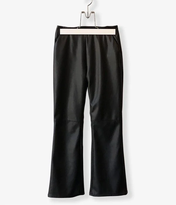 Custom Skinny Pants-PHEENY/ROYAL FAKE LEATHER BELT-LESS FLARED PANTS(BLACK)