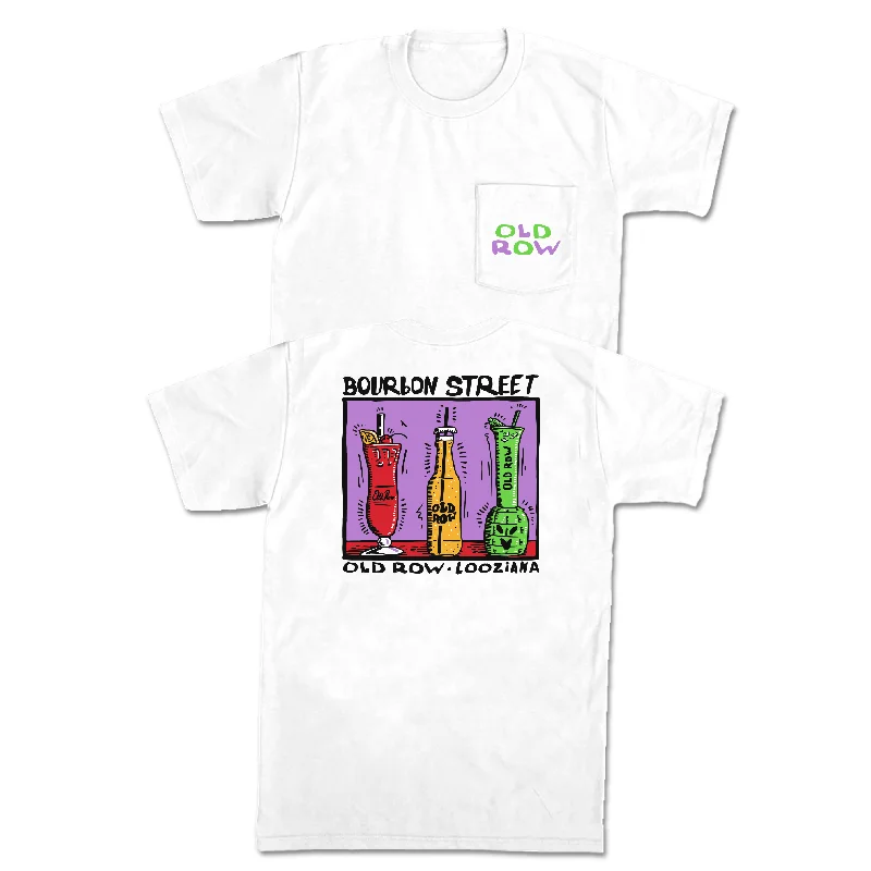 T-Shirt With Personalized Artwork-Bourbon Street Drinks Pocket Tee