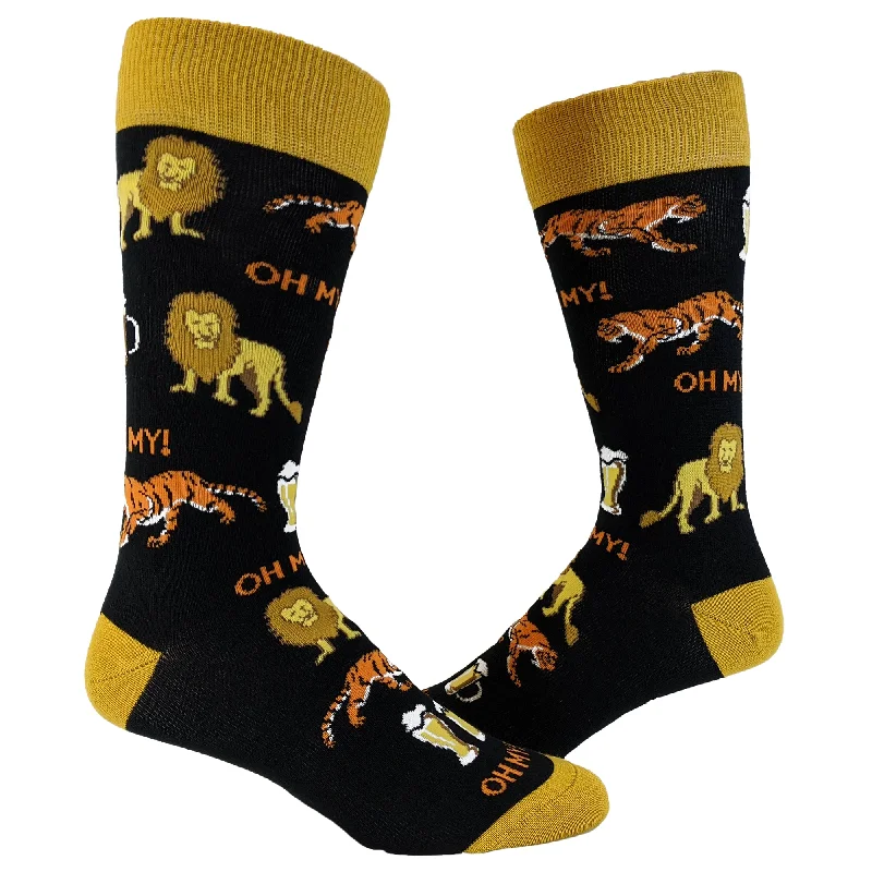 Custom Socks For Workwear-Mens Lions Tigers And Beers Socks