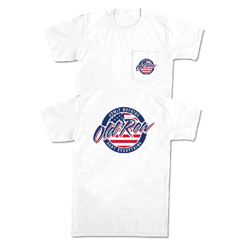 Custom T-Shirt For Team Events-Old Row USA Circle Logo Pocket Tee