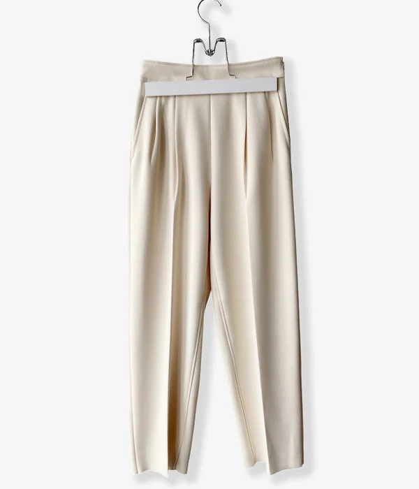 Custom Pants For Business Events-PHEENY/AMUNZEN HIGH WAIST TAPERED PANTS(IVORY)