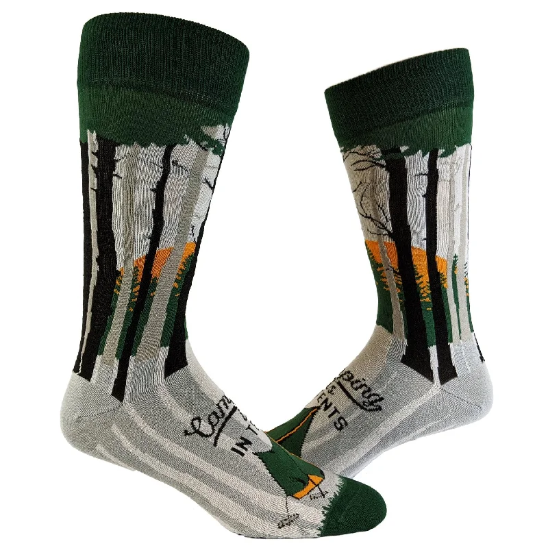 Personalized Socks For Sports Competitions-Mens Camping Is In Tents Socks