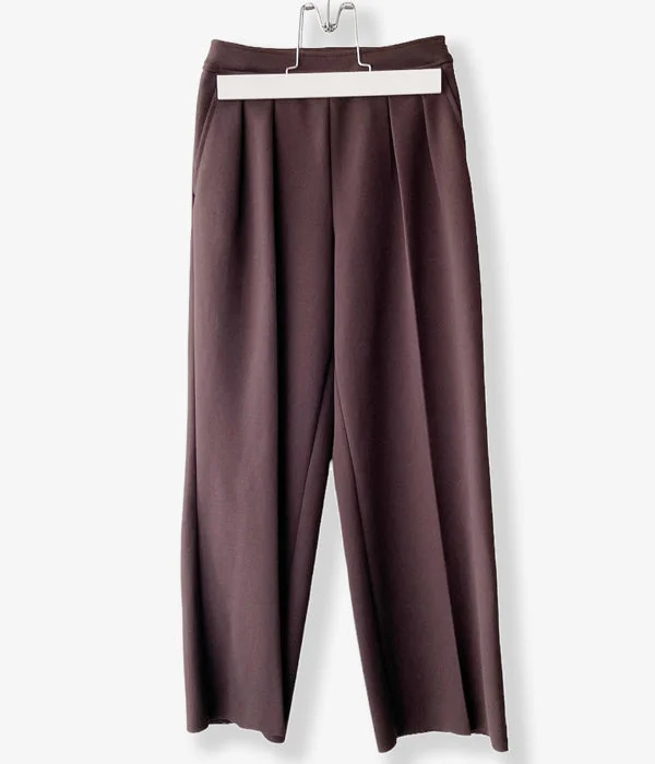 Personalized Pants For Running Gear-PHEENY/AMUNZEN 2 TUCK WIDE PANTS(BROWN)