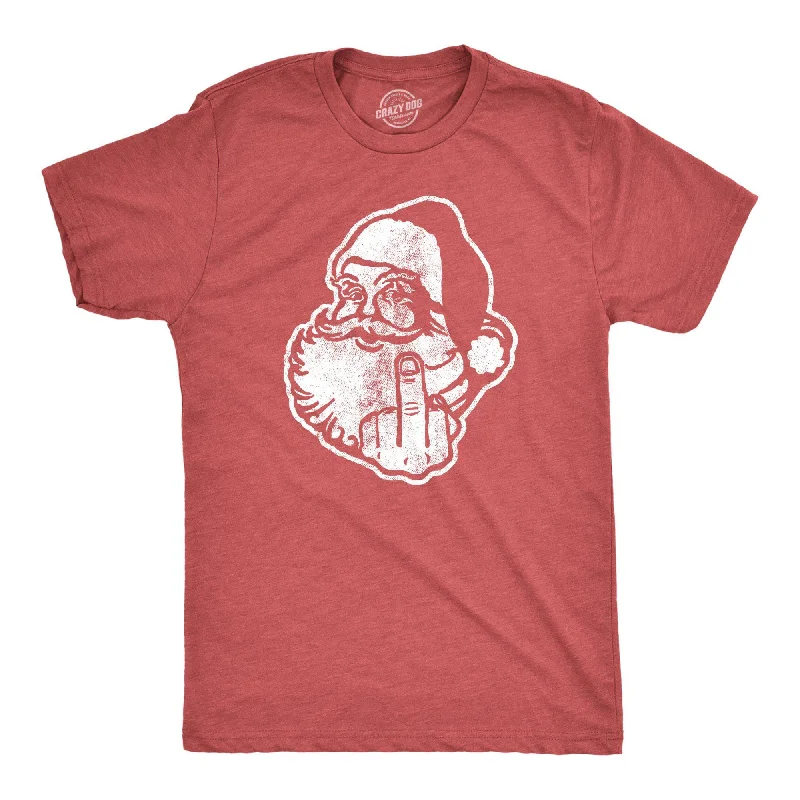 Personalized T-Shirt For Matching Family Outfits-Middle Finger Santa Men's T Shirt