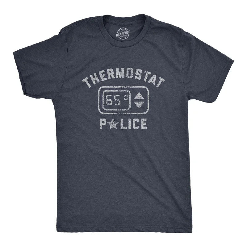 T-Shirt With Funny Meme Design-Thermostat Police Men's T Shirt