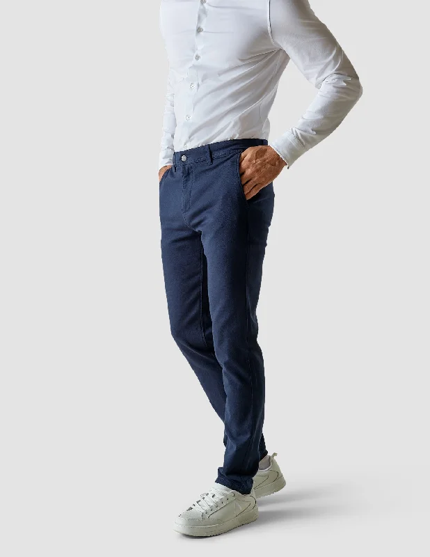 Custom Pants For Family Outings-Classic Pants Slim Marine Blue