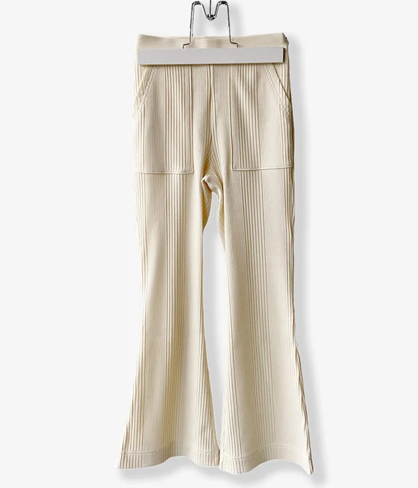 Personalized Pants For Holidays-PHEENY/RANDOM RIB FLARED PANTS(IVORY)