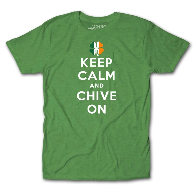 Custom T-Shirt For Hiking Adventures-Irish Keep Calm and Chive On Tee