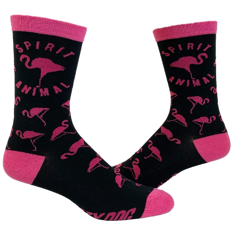 Custom Socks For Running Comfort-Womens Spirit Animal Flamingo Socks