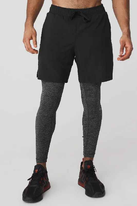 Personalized Pants For Running Events-Stability 2-In-1 Pant - Black/Dark Grey Marl