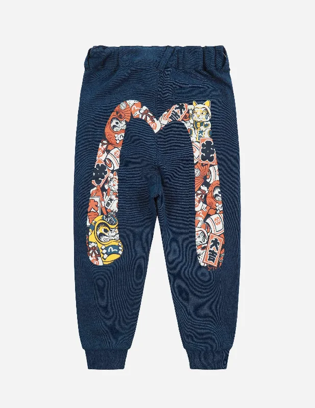 Custom Pants For Family Events-Daruma and Kamon Print Sweatpants