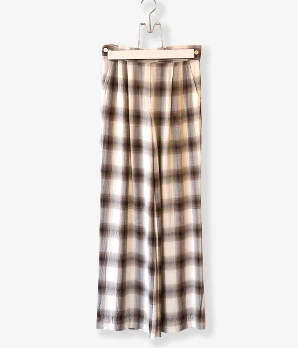 Custom Pants For Sports Outfits-PHEENY/RAYON OMBRE CHECK 2TUCK SLACKS(BROWN)(1)