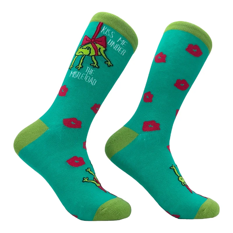 Personalized Socks For Relaxing Days-Women's Kiss Me Under The Mistletoad Socks