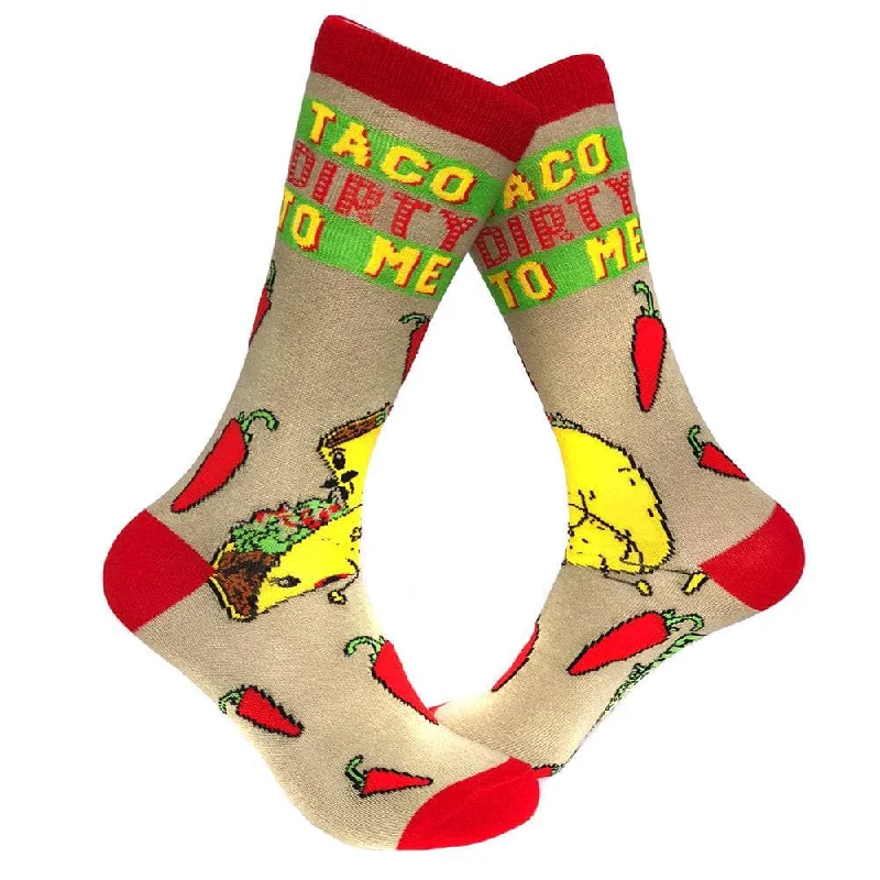 Custom Socks For Running Apparel-Mens Taco Dirty To Me Socks