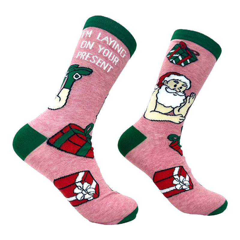 Custom Socks For Corporate Gifts-Men's Im Laying On Your Present Socks