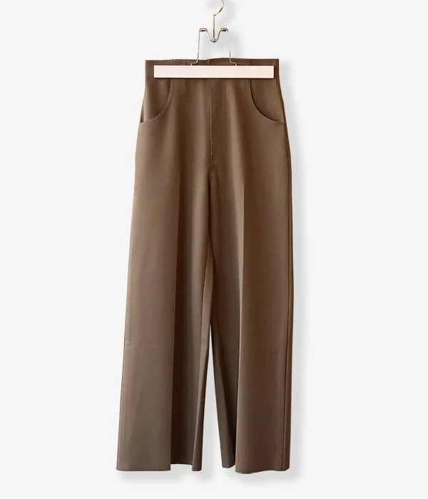 Custom Pants For Cycling-PHEENY/AMUNZEN HIGH WAIST WIDE PANTS(KHAKI BROWN)