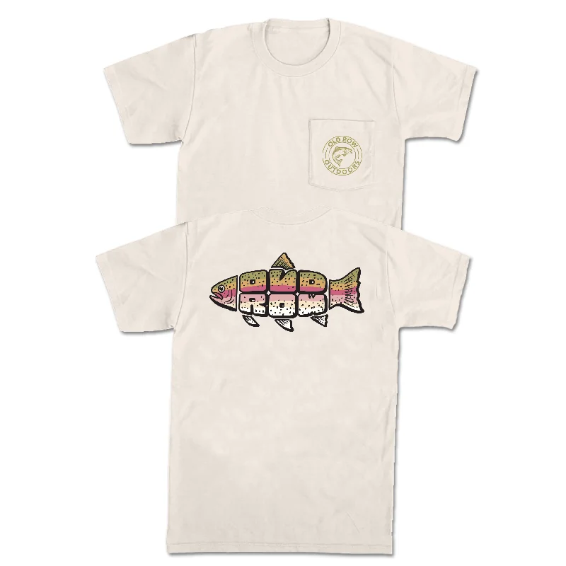 Personalized T-Shirt For Sports Team Fans-Old Row Outdoors Trout Text Pocket Tee