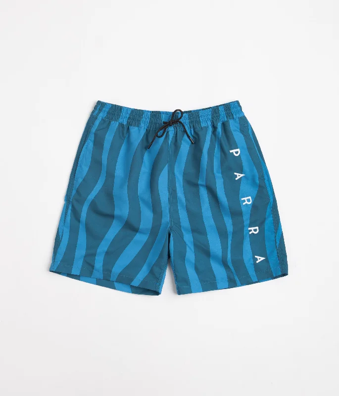 Personalized Shorts For Pool Parties-by Parra Aqua Weed Waves Swim Shorts - Greek Blue