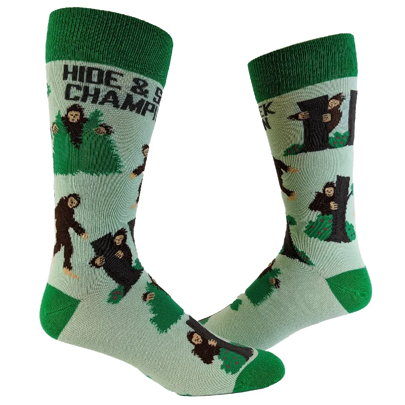 Custom Socks For Hiking Boots-Mens Bigfoot Hide And Seek Champion Socks