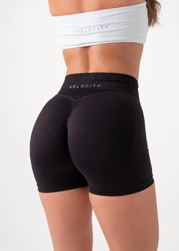 Personalized Shorts For Lazy Days-ULTIMATE SEAMLESS SCRUNCH SHORTS MINI - BLACK