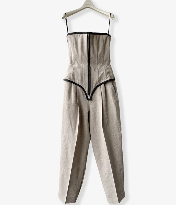 Custom Jogging Pants For Exercise-FUMIKA_UCHIDA/WOOL/LINEN SUITING JUMPSUIT(TOP GREY)