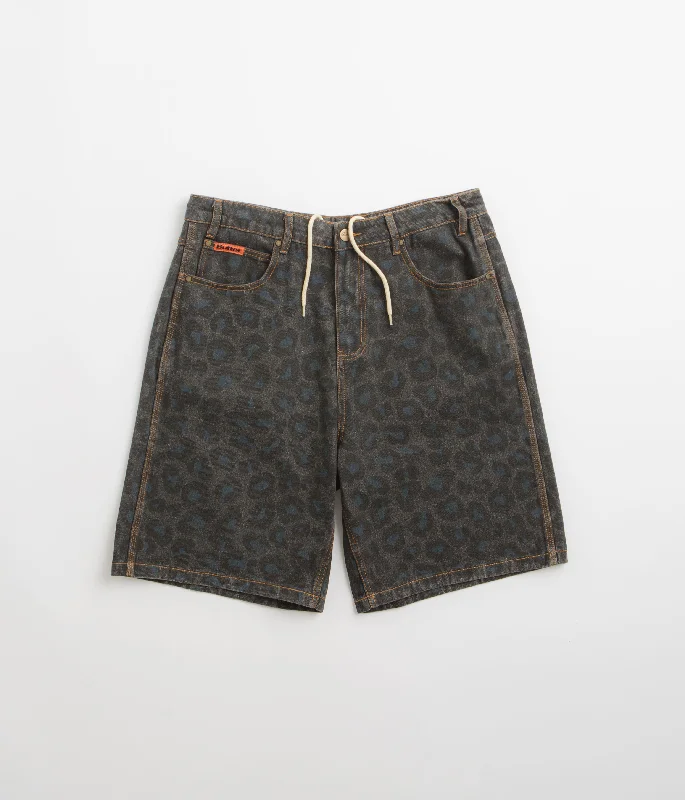 Custom Shorts For Team Building-Butter Goods Leopard Denim Shorts - Black