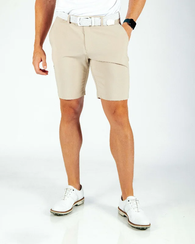 Custom Shorts For Hot Weather-Men's Light Khaki Golf Shorts