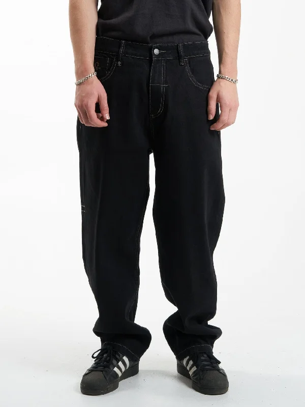 Custom Pants For Business Casual-Big Slacker Disorder Embro Denim Jean - Black Rinse