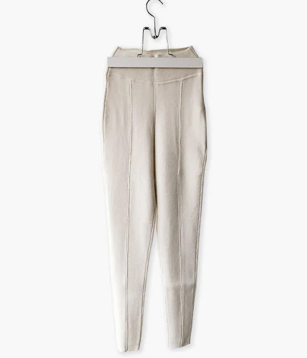 Personalized Pants For Running-FUMIKA_UCHIDA/STRETCH CASHMERE TRACK PANTS(OYSTER)