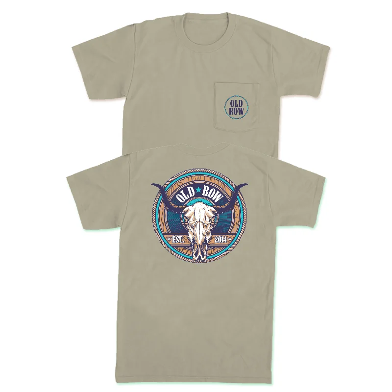 Custom T-Shirt For School Events-Old Row Outdoors Cow Skull Pocket Tee