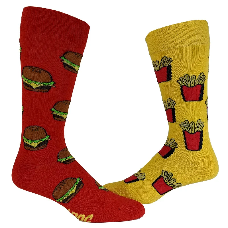 Custom Socks For Casual Comfort-Womens Burgers And Fries Socks