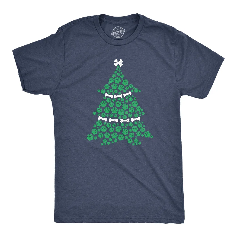 Custom T-Shirt With Logo-Dog Paw Christmas Tree Men's T Shirt