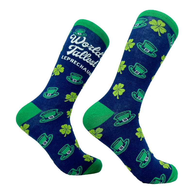 Custom Socks For Sports Team Gear-Men's Worlds Tallest Leprechaun Socks Funny St Paddys Day Folklore Joke Footwear